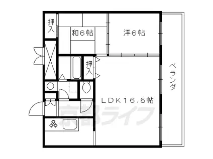 京都市烏丸線 今出川駅 徒歩9分 11階建 築33年(2LDK/11階)の間取り写真