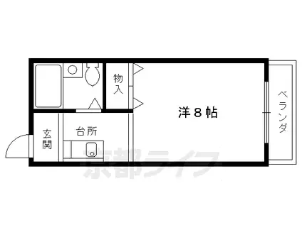京都市烏丸線 北大路駅 徒歩14分 3階建 築39年(1K/1階)の間取り写真