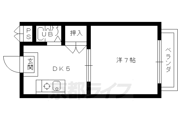 叡山電鉄 二軒茶屋駅(京都) 徒歩23分 3階建 築39年(1DK/2階)の間取り写真