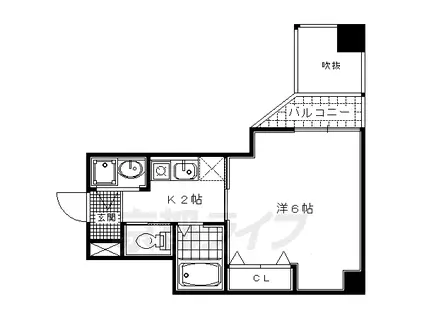 京都市烏丸線 今出川駅 徒歩3分 4階建 築32年(1K/1階)の間取り写真