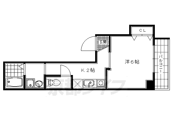 京都市烏丸線 今出川駅 徒歩3分 4階建 築33年(1K/2階)の間取り写真