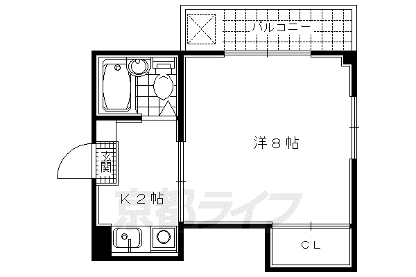 京阪電気鉄道鴨東線 出町柳駅 徒歩8分 3階建 築41年(1K/3階)の間取り写真