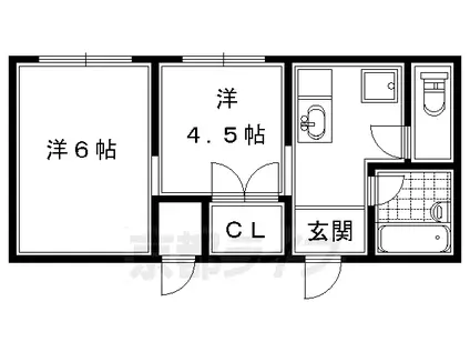 京阪電気鉄道鴨東線 神宮丸太町駅 徒歩19分 3階建 築52年(2K/1階)の間取り写真