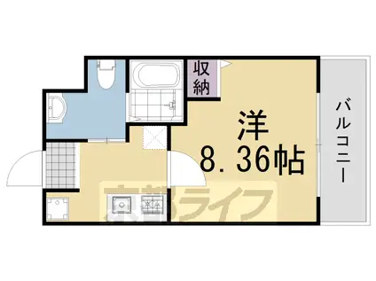 フラッティ千本下長者町(1K/2階)の間取り写真