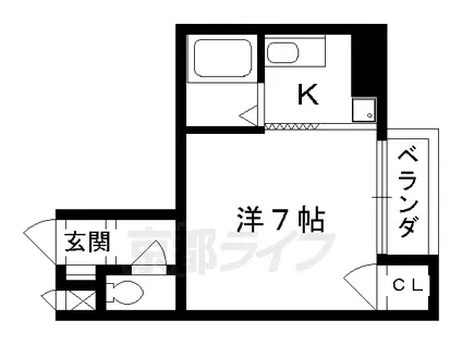 京都市烏丸線 松ケ崎駅(京都) 徒歩1分 5階建 築32年(1K/2階)の間取り写真