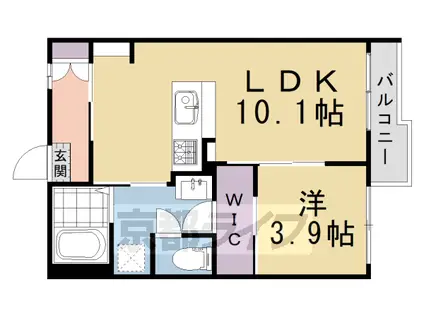 京都市烏丸線 北大路駅 徒歩25分 2階建 築38年(1LDK/2階)の間取り写真