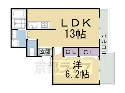 叡山電鉄 修学院駅 徒歩7分 2階建 築38年(1LDK/1階)の間取り写真