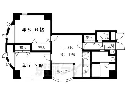 京阪電気鉄道鴨東線 出町柳駅 徒歩5分 4階建 築35年(2LDK/1階)の間取り写真