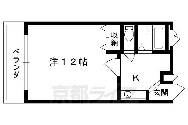 叡山電鉄 茶山・京都芸術大学駅 徒歩10分 3階建 築34年(1K/3階)の間取り写真