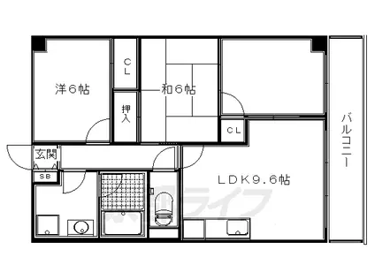 叡山電鉄 修学院駅 徒歩2分 5階建 築28年(3LDK/3階)の間取り写真