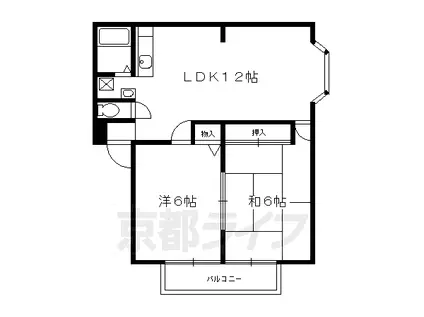 叡山電鉄 三宅八幡駅 徒歩2分 2階建 築34年(2LDK/2階)の間取り写真