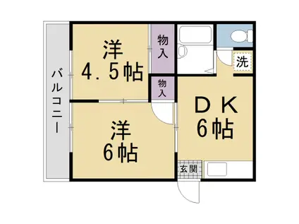 あじさいハイツ(2DK/1階)の間取り写真