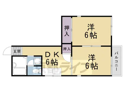 叡山電鉄 宝ケ池駅 徒歩2分 2階建 築41年(2DK/2階)の間取り写真
