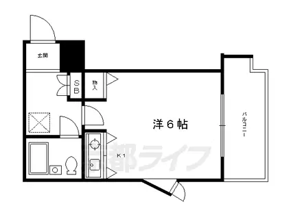 DETOM-1西陣聚楽(1K/2階)の間取り写真
