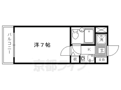 京福北野線 北野白梅町駅 徒歩15分 4階建 築37年(1K/1階)の間取り写真