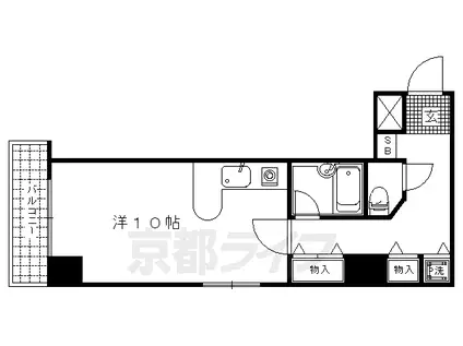 京都市烏丸線 丸太町駅(京都市営) 徒歩15分 11階建 築36年(ワンルーム/4階)の間取り写真