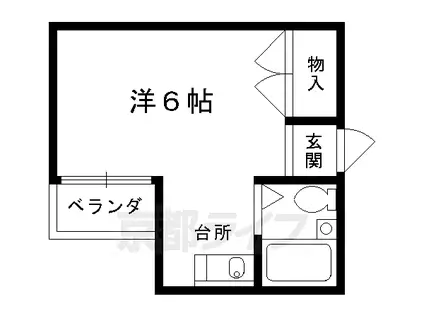 京都市烏丸線 今出川駅 徒歩5分 3階建 築43年(1K/3階)の間取り写真