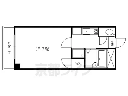 叡山電鉄 一乗寺駅 徒歩4分 3階建 築32年(1K/3階)の間取り写真