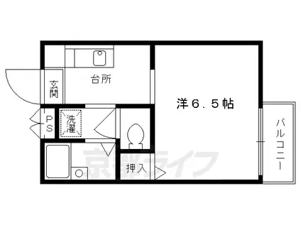 京都市烏丸線 松ケ崎駅(京都) 徒歩14分 2階建 築29年(1K/1階)の間取り写真