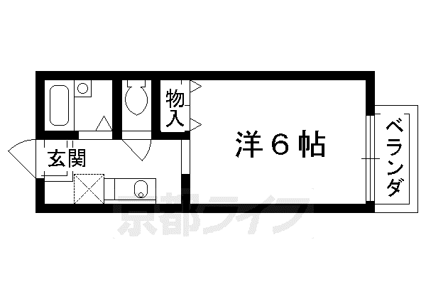 京都市烏丸線 北山駅(京都) 徒歩12分 2階建 築29年(1K/1階)の間取り写真