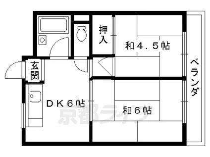 叡山電鉄 八瀬比叡山口駅 徒歩20分 3階建 築46年(2DK/2階)の間取り写真
