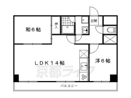 叡山電鉄 一乗寺駅 徒歩2分 6階建 築38年(2LDK/3階)の間取り写真