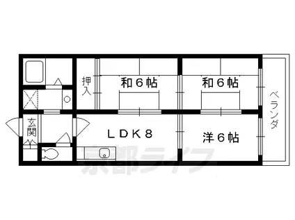叡山電鉄 一乗寺駅 徒歩2分 6階建 築38年(3LDK/5階)の間取り写真