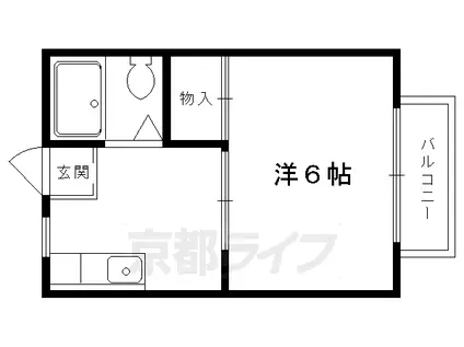 叡山電鉄 修学院駅 徒歩9分 2階建 築40年(1K/2階)の間取り写真