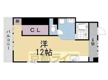 京都市東西線 二条城前駅 徒歩13分 6階建 築46年(ワンルーム/3階)の間取り写真