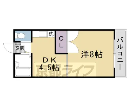 山陰本線 嵯峨嵐山駅 徒歩13分 3階建 築39年(1DK/3階)の間取り写真