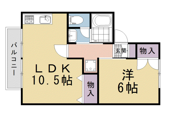 セジュール山ノ森(1LDK/2階)の間取り写真