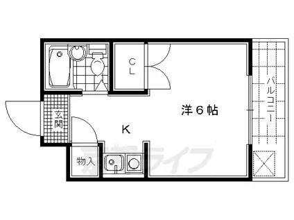 サンリーベ衣笠(1K/2階)の間取り写真