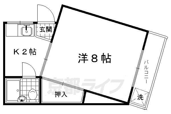 叡山電鉄 二軒茶屋駅(京都) 徒歩25分 2階建 築49年(1K/1階)の間取り写真