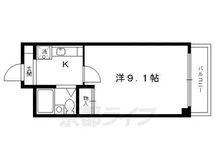 京福北野線 北野白梅町駅 徒歩1分 5階建 築37年(1K/3階)の間取り写真