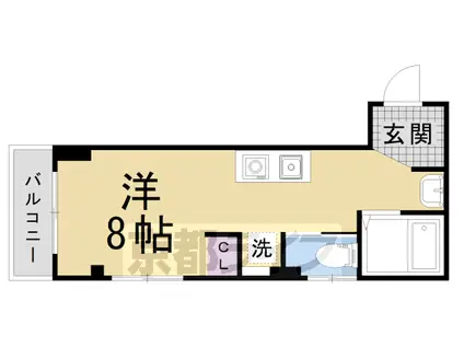 京福北野線 北野白梅町駅 徒歩15分 5階建 築47年(ワンルーム/2階)の間取り写真