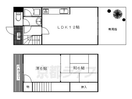 叡山電鉄 三宅八幡駅 徒歩9分 2階建 築41年(2LDK/1階)の間取り写真