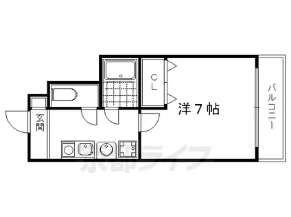 京阪電気鉄道鴨東線 出町柳駅 徒歩17分 3階建 築34年(1K/3階)の間取り写真