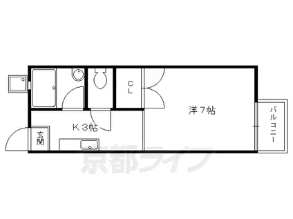 叡山電鉄 一乗寺駅 徒歩13分 2階建 築42年(1K/1階)の間取り写真