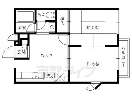 ラフォーレダイゴB棟(2DK/1階)の間取り写真