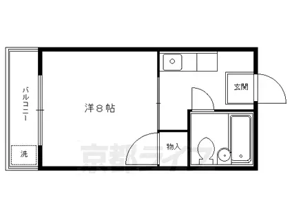 京都市烏丸線 北山駅(京都) 徒歩1分 4階建 築46年(1K/3階)の間取り写真