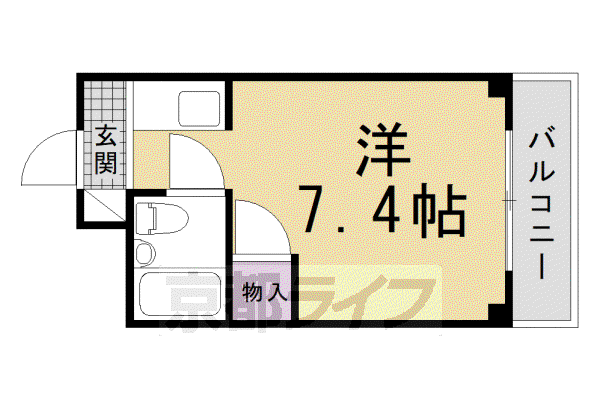 京都市烏丸線 松ケ崎駅(京都) 徒歩8分 3階建 築44年(1K/2階)の間取り写真