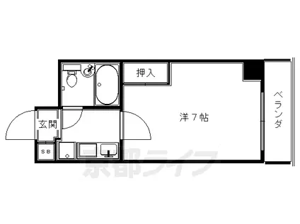 叡山電鉄 元田中駅 徒歩1分 6階建 築35年(1K/5階)の間取り写真
