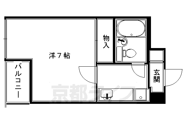 リバティ東大路(1K/2階)の間取り写真