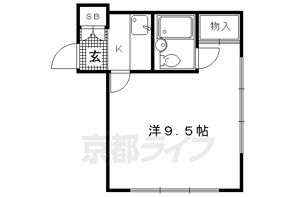 京都市烏丸線 北大路駅 徒歩14分 4階建 築40年(1K/1階)の間取り写真