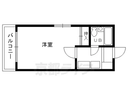 京都市烏丸線 北大路駅 徒歩30分 4階建 築36年(1K/3階)の間取り写真