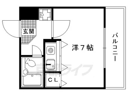 京都市烏丸線 北大路駅 徒歩30分 4階建 築36年(ワンルーム/3階)の間取り写真