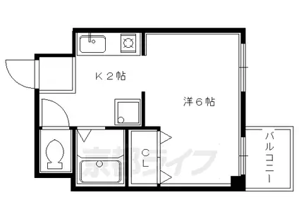 京都市烏丸線 松ケ崎駅(京都) 徒歩1分 4階建 築30年(1K/3階)の間取り写真