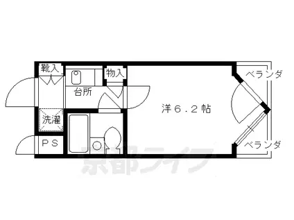 DETOM-1鴨川(1K/4階)の間取り写真