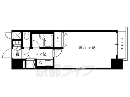 アクシルコート堀川今出川(1K/3階)の間取り写真