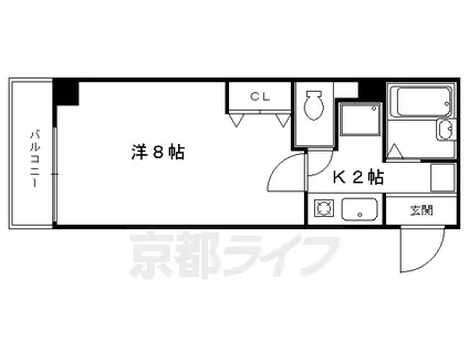 東海道本線 京都駅 徒歩13分 4階建 築29年(1K/3階)の間取り写真